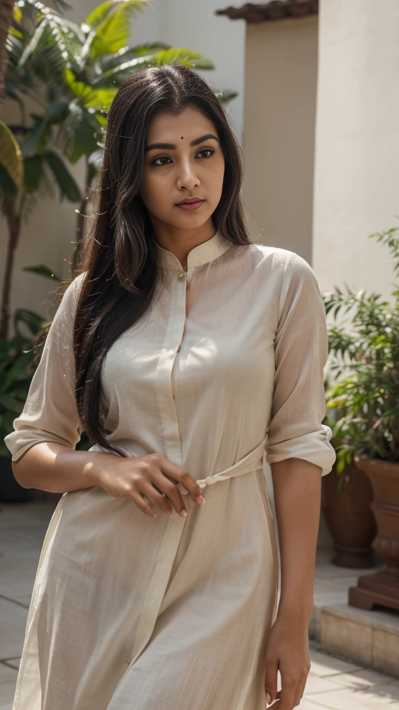 ultra-realistic photographs,Indian Instagram female model,mid 20s,9:16,mid-shot,beautiful detailed eyes,detailed lips,longeyelashes,black bun hair, naturally full eyebrows,perfectly formed nose,expressive face,attractive appearance,confident and elegant posture,graceful movement,vibrant and colorful kurta dress, floral patterns, temple background, serene atmosphere,stunning architecture,soft and natural lighting,vivid colors,photorealistic,HDR,highres,studio lighting,ultra-detailed,bokeh,fully covered clothes