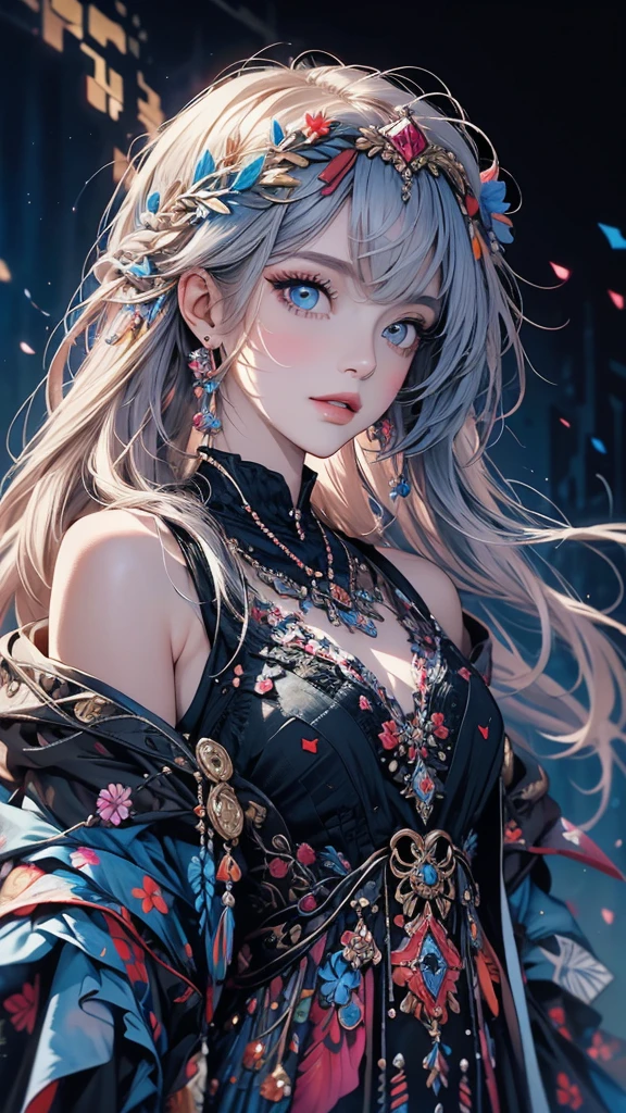 (masterpiece,Top,,Official Art,Beautiful Beauty:1.2),(1girl:1.3),Extremely detailed,Colorful,The most detailed,(Watercolor:1.3),Optical Hybrid,Playful pattern,Lively texture,Rich colors,Unique visual effects