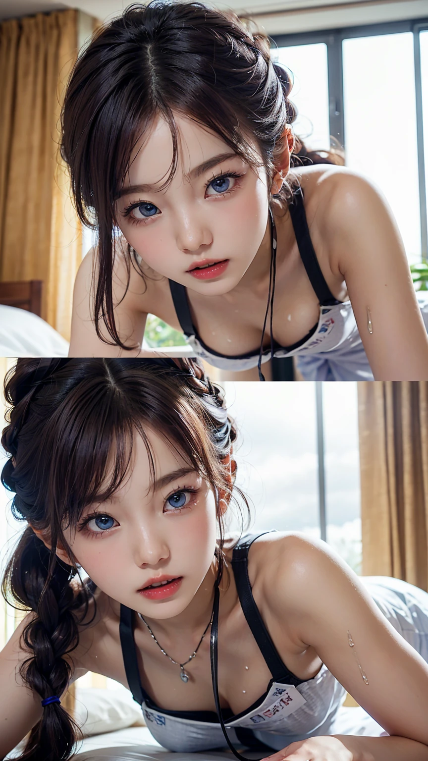 ((SFW、David Hamilton:1.37, White and vivid colors))、(Tiny Oppai-Loli Twins:1.37)、{(Dynamic-angle)|(from side)|(from back)|(from below:1.2)}、{(((Kissing face to face)))|(Standing Full Body:1.2)|Wide Shot}、{(Floating hair:1.2)|(blowing wind)|(Ass focus)}、8K best quality、((Masterpiece:1.2、Photo-realistic:1.47)), ( kodachrome | realistic | photorealistic | RAW )、((Detailed KAWAII Face、Detailed Oily Porcelain skin textures、Extremely Detailed))、Smooth shading、{Zoom Layer|clear focused}、Soft Lighting with many Follow lights、{Childish|Gigantic Cleavage:1.37}、((school uniform with white tiny panties:1.37))、{Flowers|Flower wreath|ssmile|perplexed|seductiv|Different types of hair colors}、{(Light Particles:1.2)|(Lens Flare)|(Luminescent Particles:0.6)}、{Forest Lakeside|Lakeside Cottage|Before dawn|magic hour|morning glow|foggy}、(Whole Body proportions and all limbs are anatomically accurate) .
