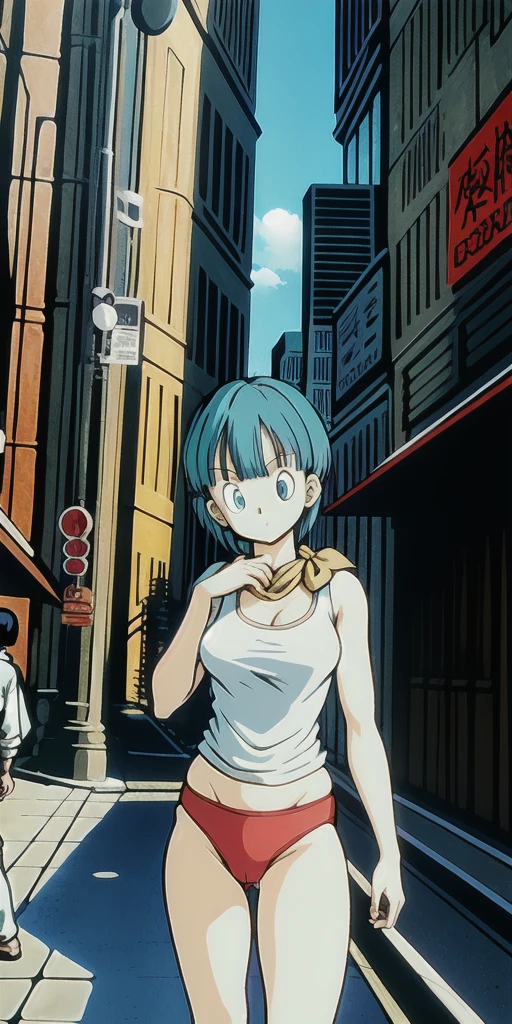 miyamizu_mitsuha, red bowtie,
jewelry, white yoga crop top, white yoga tight shorts, hands on chest,see-through, looking at viewer, hair ornament, choker, shy,
(masterpiece, top quality, best quality, official art, beautiful and aesthetic:1.2), (1 girl), extreme detailed, colorful, highest detailed,
(huge :1.2, upper body, from below, cameltoe, ) white panties city,street, sun, cloud, wall, leaning,