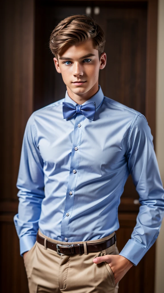 19 year old male wearing bow tie and lomg sleveed button up
4K HIGH REZ
Physical Description: Brown colored hair and skinny build. 5"5 and 150 LB. Blue eyes.
.