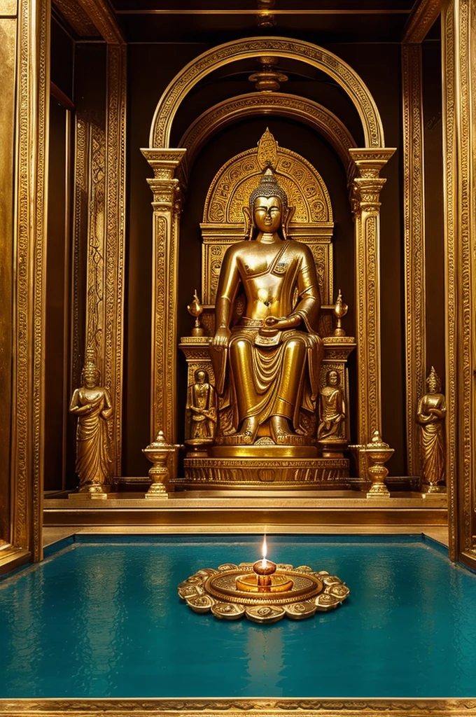 Place the gods Shiva, Athena, days, Buddha and Jesus Christ in one place but separated by a frame with an angle of 72 degrees