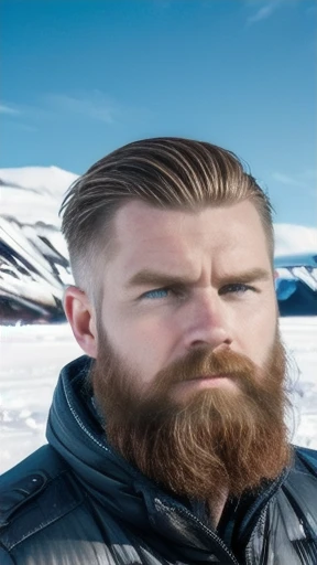 make a  icelandic man with focus on the face.