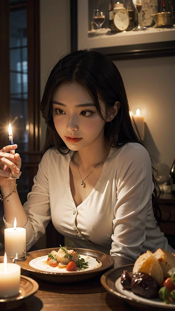 Candles、champagne、dinner、Spanish cuisine