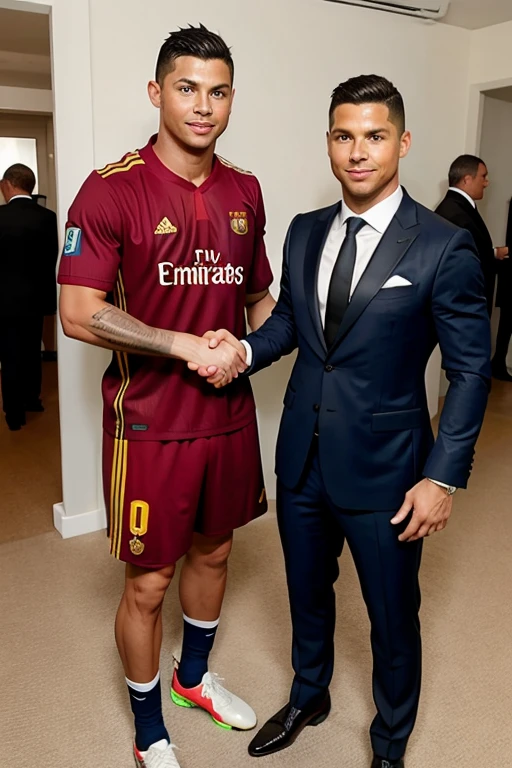 Ronaldo and Messi hand shaking