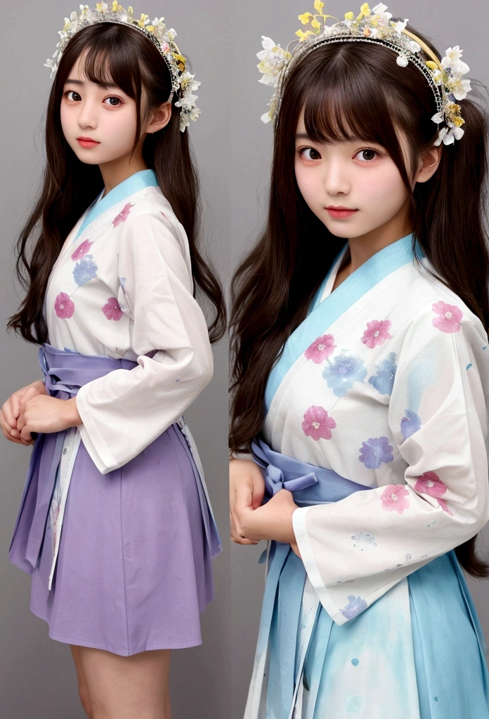 Best image quality、8K、masterpiece：1.3))、Realistic high-quality photos、Highest quality、Girl cute beautiful face、Beautiful 15 year old Japanese girl、Photos of slim models、Beautiful girl model、若いJapanese girl、Young and pretty face、Japanese girl、15 year old female model、Beautiful model girl、The innocent look of the girl next door、A lovely and delicate face、Brown Hair、Beautiful brown eyes、Tear bags、drooping eyes、Young Body、(Finely scattered splashes of color), (figure),(((1 Girl))),(Long Hair),(rain:0.9), (Headdress: 1.4), There is an ancient palace next to the girl., Hanfu, (emphasize),  ink painting, (Spattered colors), Spattered colors, (((colorful))), (sketch: 0.8), Tabletop, Highest quality, Beautifully drawn, verydetailedな,(Noise Reduction:0.6),[Splash Ink],((Ink Refraction)), (美しくdetailedな空),moon,very,detailed,(Tabletop, Highest quality, verydetailedな)、Short skirt