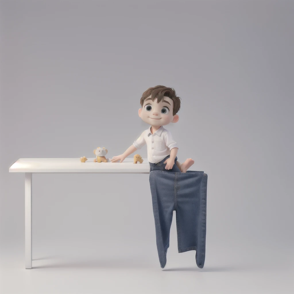 there is a baby standing on a white table with a gray background, Youngh and cute, crawling towards the camera, standing at a table, cute boy, back and standing, studio portrait photography, studio portrait photo, standing on a shelf, standing on two legs, in front of the white back drop, Youngh , studio photography portrait, cute and fun, full body shot photograph