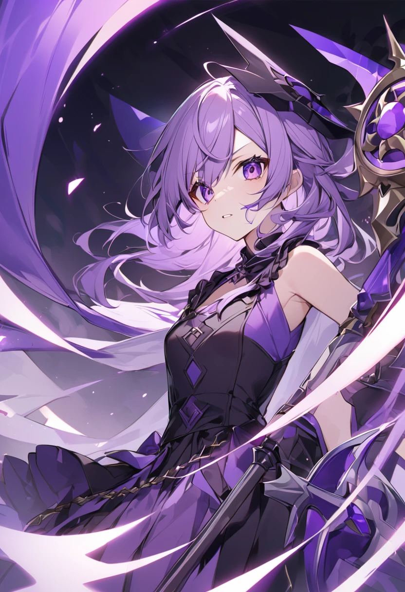 Keito。Purple Eyes。Purple Hair。Purple Halberd