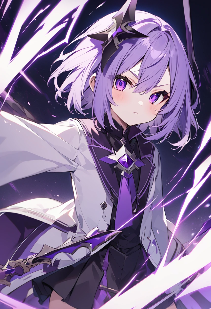 Keito。Purple Eyes。Purple Hair。Purple Halberd