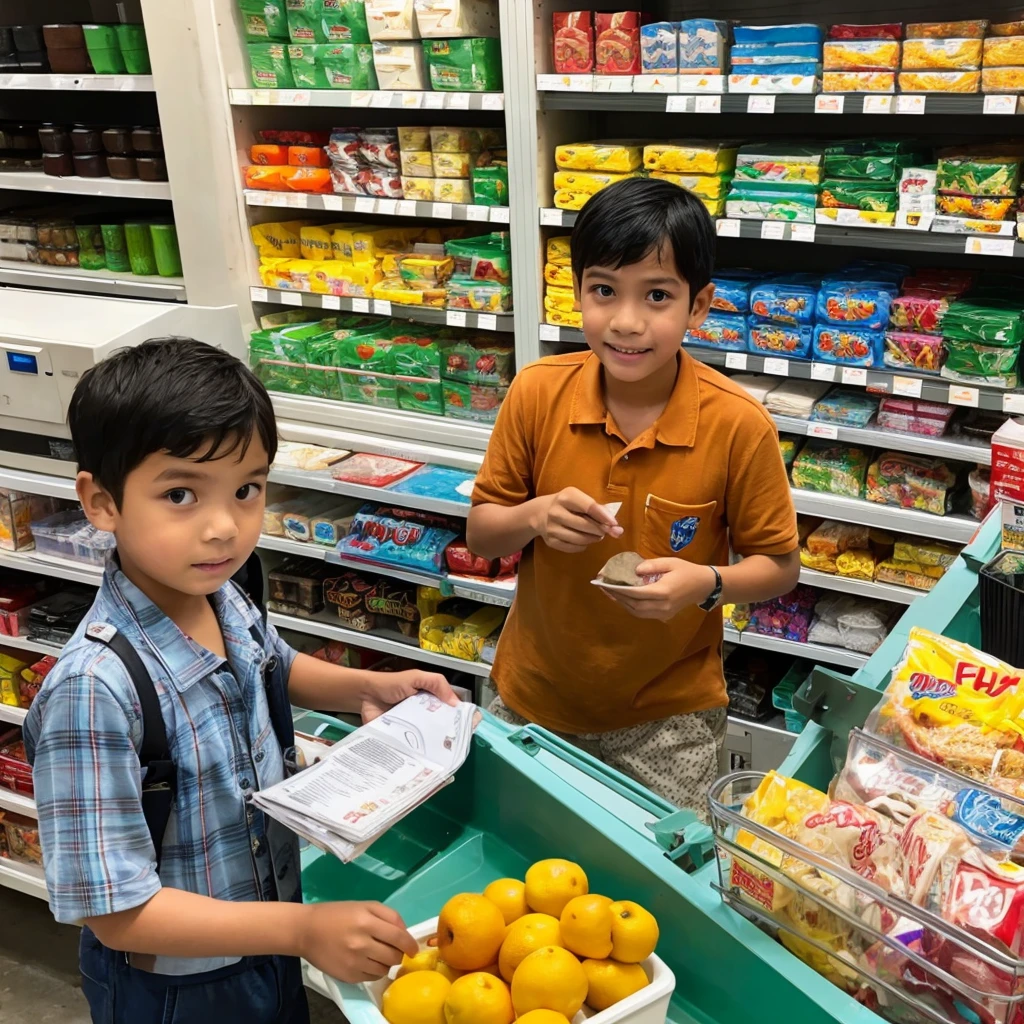 Cashier, Indonesian boy 