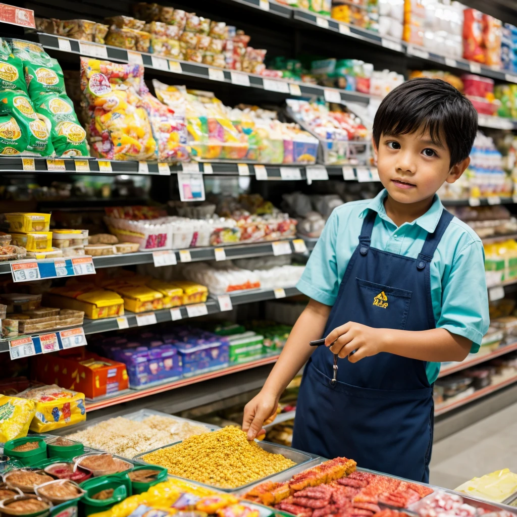 Cashier, Indonesian boy