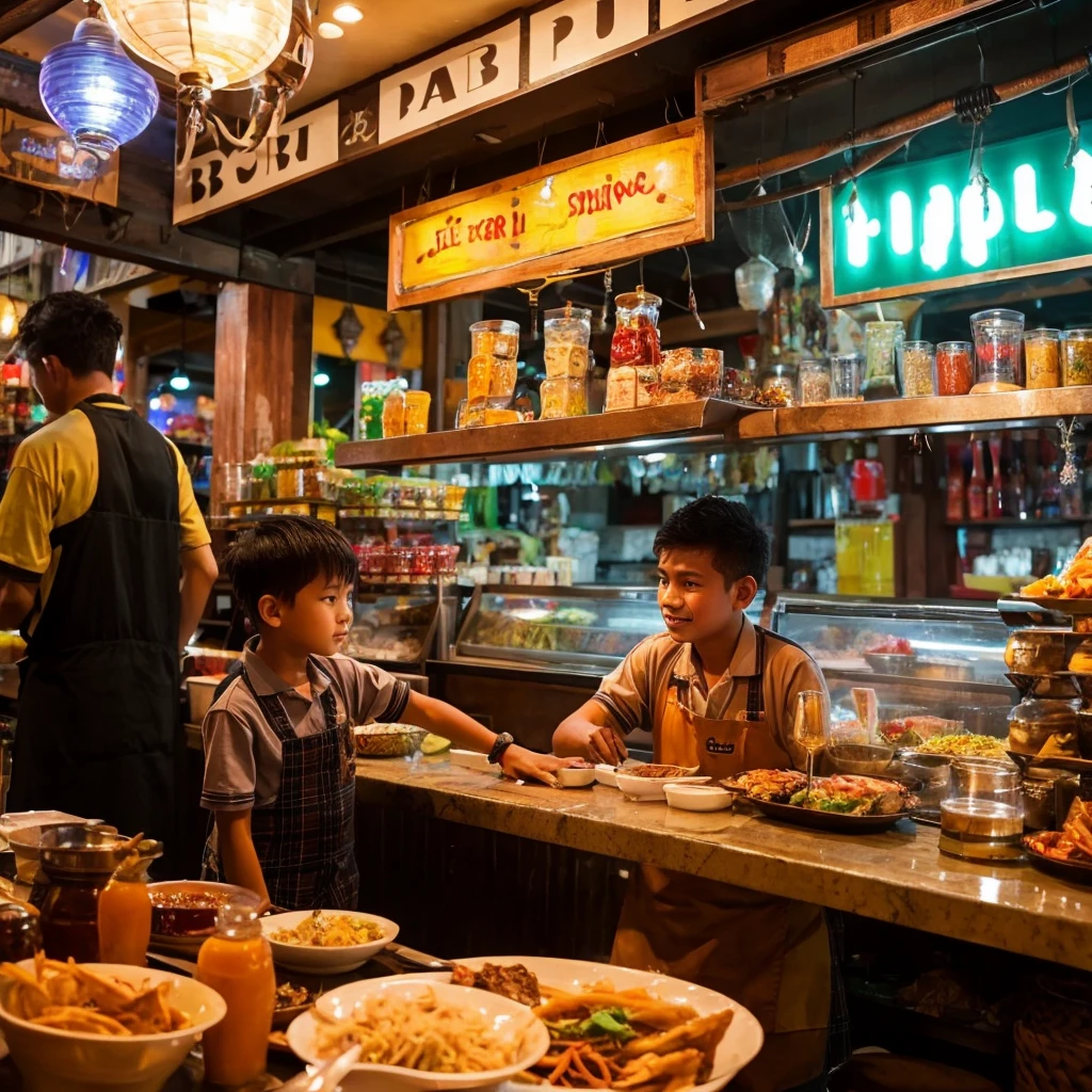 Cashier, Indonesian boy , Restaurant