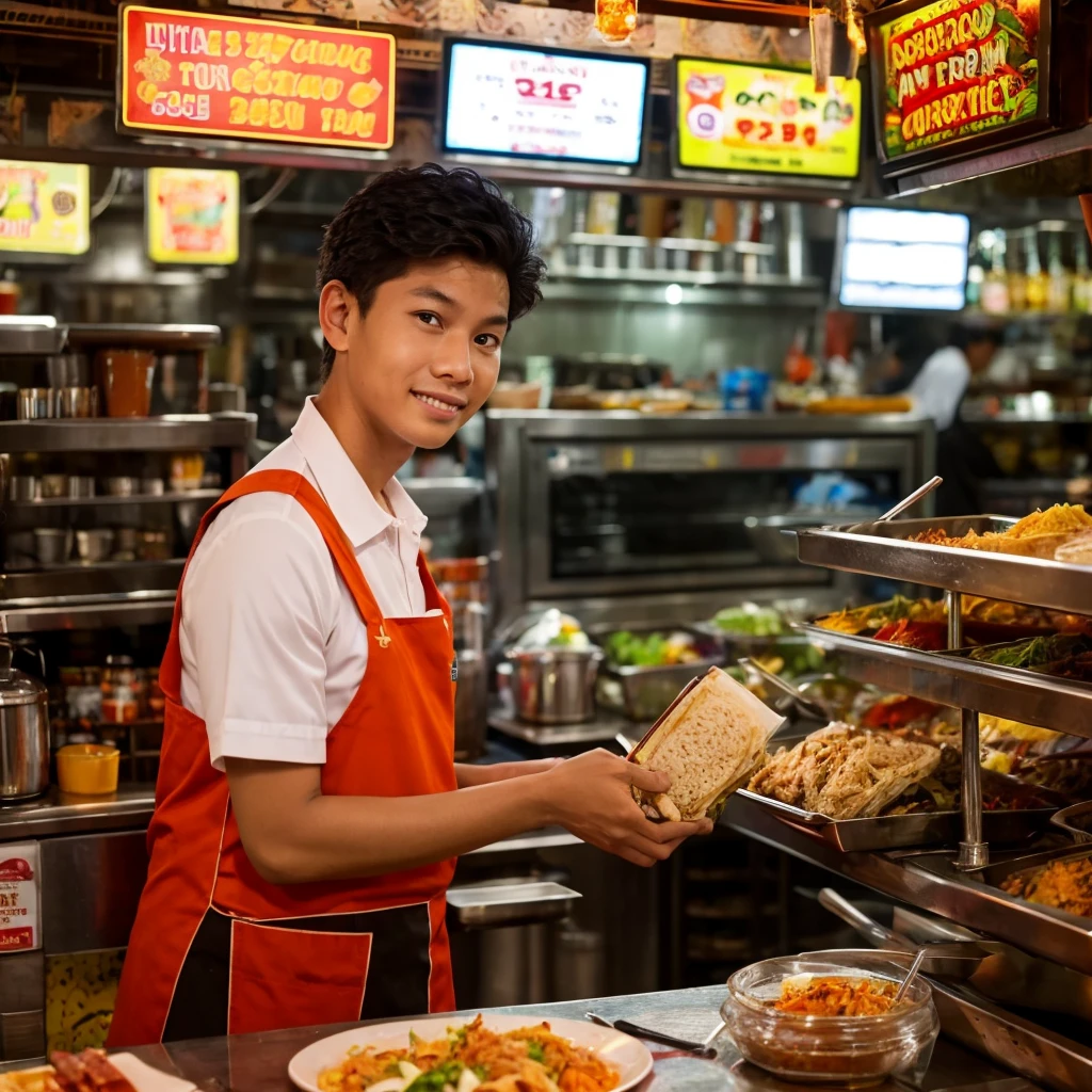 Cashier, Indonesian boy , Restaurant