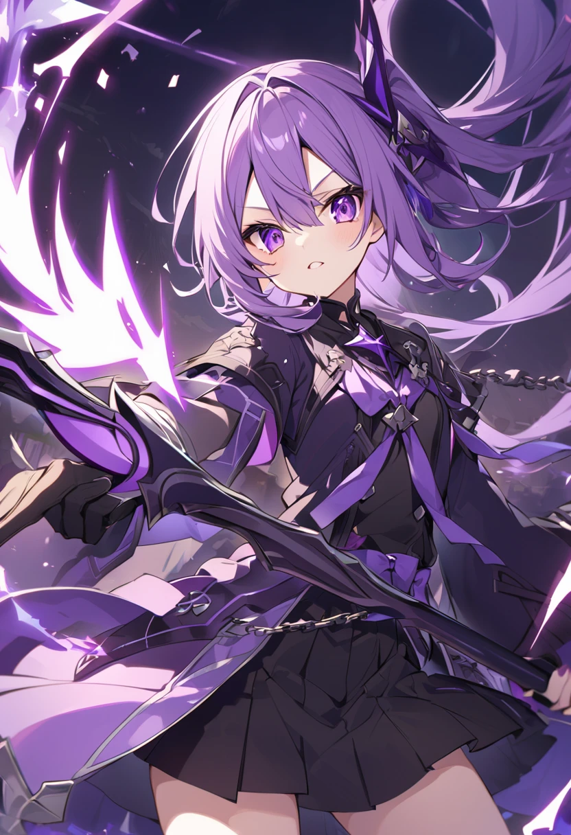 Keito。Purple Eyes。Purple Hair。Purple Halberd