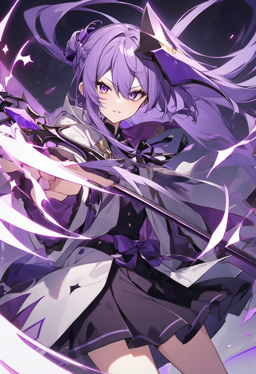 Keito。Purple Eyes。Purple Hair。Purple Halberd