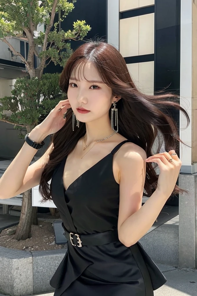 necklace, ring, watch, Earrings, (funeral:1.3), skirt, Black Dress, whole body, slender, 40 year old Japanese, woman, Beautiful face, Highest quality, Ultra-high resolution, (realism: 1.4), Depth of written boundary, Beautiful Face, (Purelos Face_v1: 0.8), Two people, Natural Makeup,