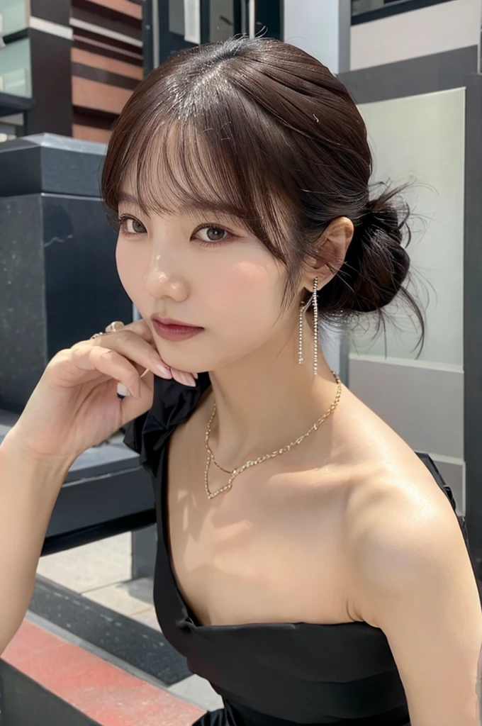 necklace, ring, watch, Earrings, (funeral:1.3), skirt, Black Dress, whole body, slender, 40 year old Japanese, woman, Beautiful face, Highest quality, Ultra-high resolution, (realism: 1.4), Depth of written boundary, Beautiful Face, (Purelos Face_v1: 0.8), Two people, Natural Makeup,