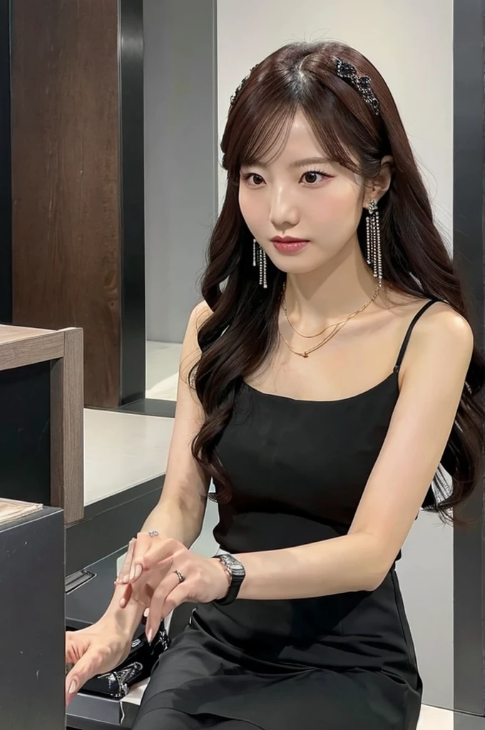 necklace, ring, watch, Earrings, (funeral:1.3), skirt, Black Dress, whole body, slender, 40 year old Japanese, woman, Beautiful face, Highest quality, Ultra-high resolution, (realism: 1.4), Depth of written boundary, Beautiful Face, (Purelos Face_v1: 0.8), Two people, Natural Makeup,