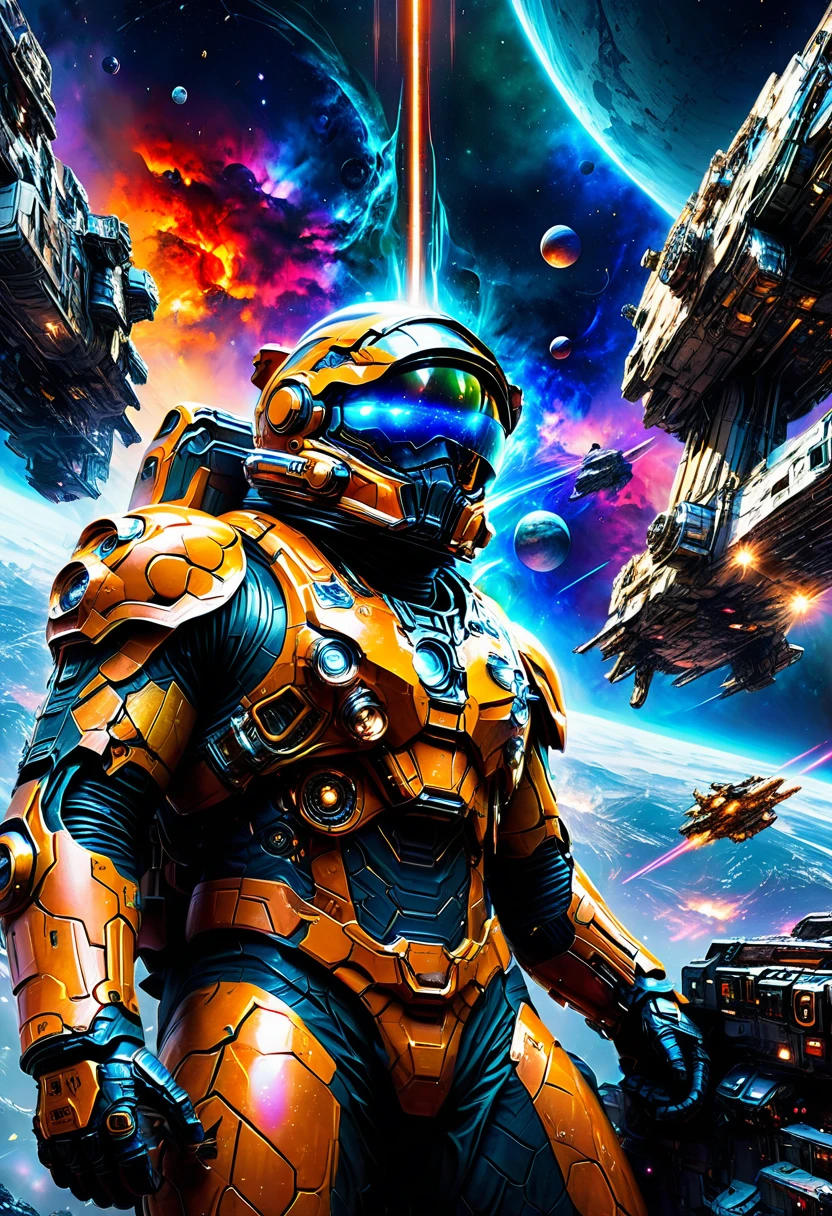 Space War, cinematic still, high budget, cinemascope, 4K epic detailed, by Drew Struzan, best quality, masterpiece, very aesthetic, perfect composition, intricate details, ultra-detailed, vivid colors