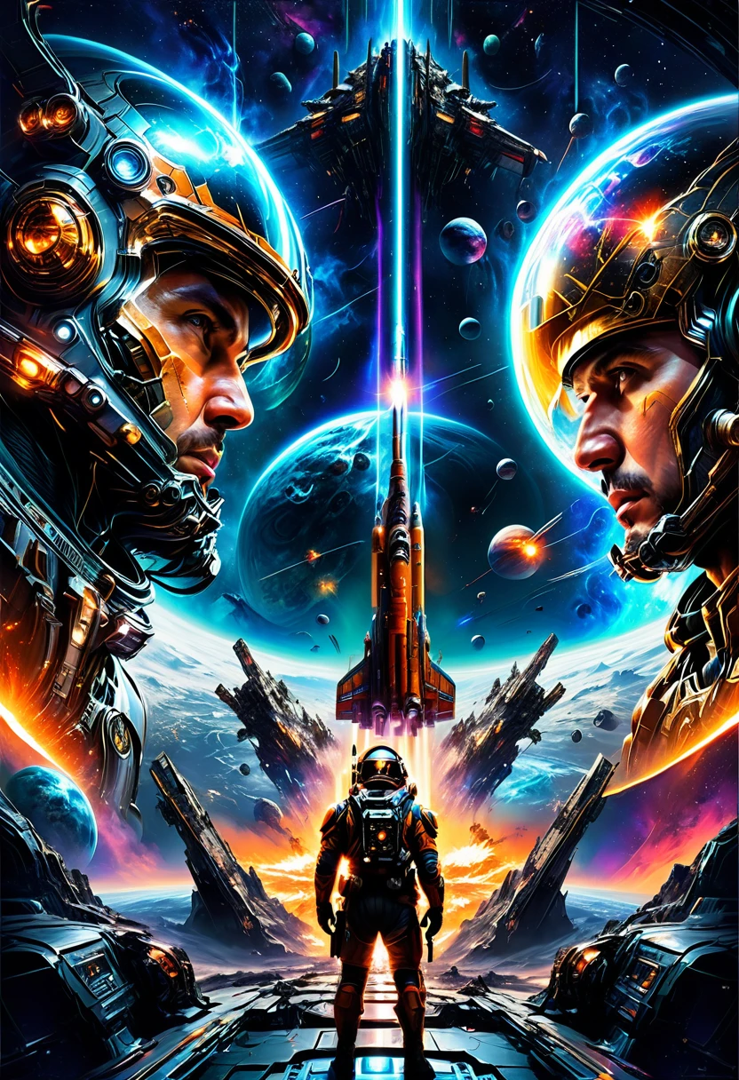 Space War, cinematic still, high budget, cinemascope, 4K epic detailed, by Drew Struzan, best quality, masterpiece, very aesthetic, perfect composition, intricate details, ultra-detailed, vivid colors