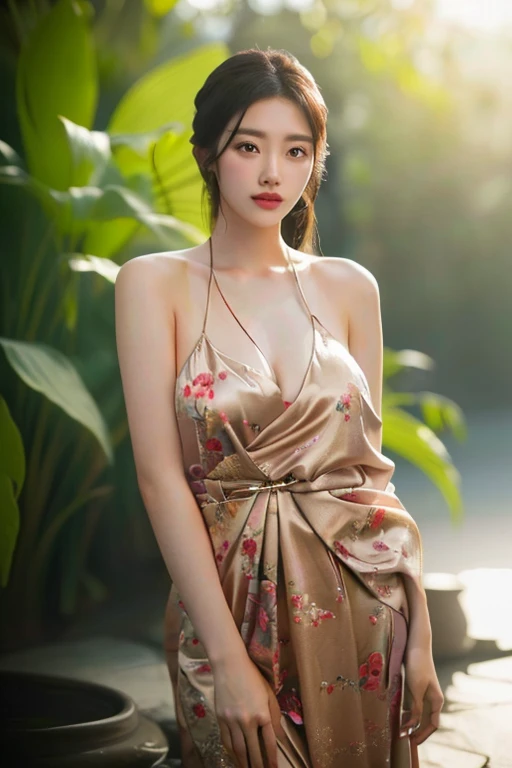 ผู้หญิงlong hairชาวเอเชียตะวันออกเฉียงใต้ที่มีใบหน้ากลม, Chest circumference measures 38 inches., Warm light, morning sun, long hair,black eyes,abdominal muscles, The body is beautiful and strong., The chest is rounded and rounded., (digital painting, HDR, high contrast), 3-D, 8K, 45,000,000 pixcls,Asian girl, Gorgeous Chinese model, Japanese model, beautiful asian woman, Japanese goddess, Very beautiful girl., beautiful young woman, very beautiful woman, Attractive and beautiful, sexy girl, Asian girl, beautiful female model, jaw-dropping beauty, Attractive face and body, golden eyes details, long hair, stand, close to the viewer, Chinese style, Chinese girl, Gorgeous Chinese model, with facial tattoo, Inspired by Xie Huan, oriental tattoos, floral tattoos, Hungry Ghost Festival, Season Wu, Asian girlที่สวยงาม, tattoo, By Yang J, temporary tattoo, Inspiration from Wen Jia