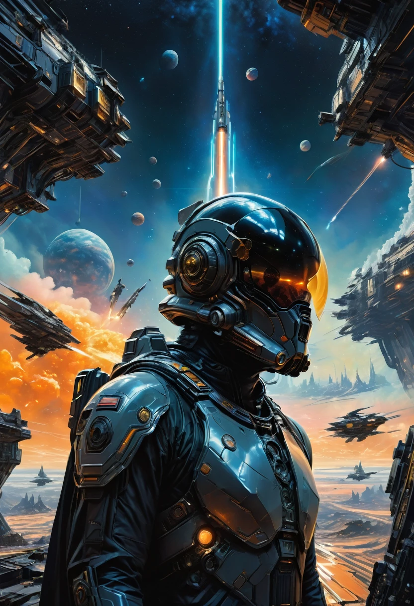 Space War, cinematic still, high budget, cinemascope, 4K epic detailed, by Drew Struzan, best quality, masterpiece, very aesthetic, perfect composition, intricate details, ultra-detailed, vivid colors