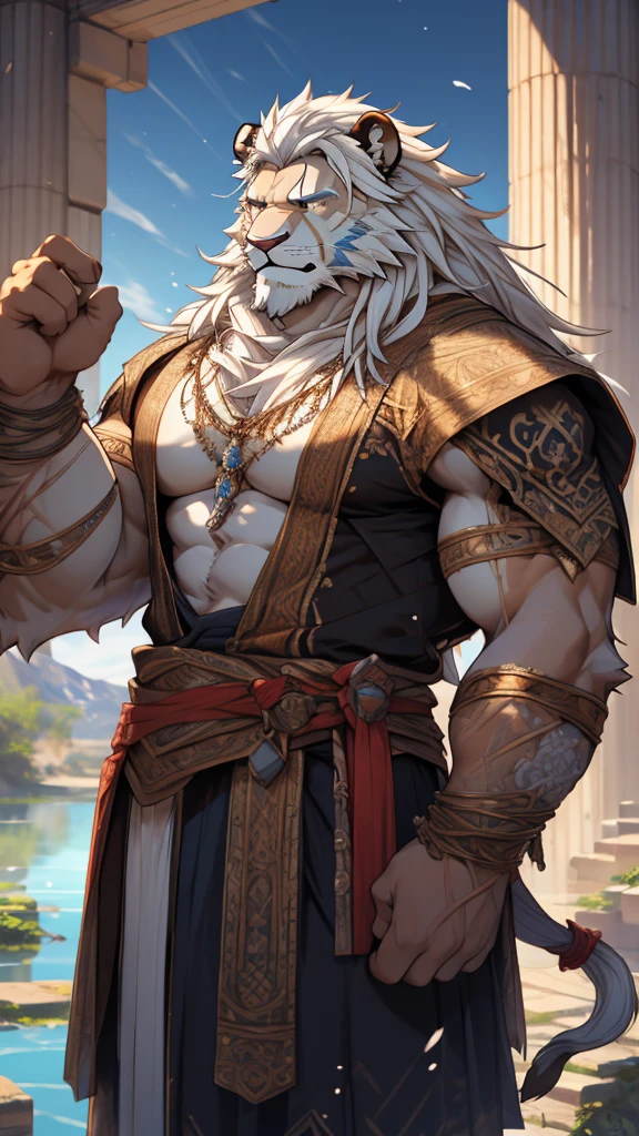 Solo, dragon, white dragon, eastern dragon male, gray hair, white body fur, muscular male, elder male, light red eyes, wearing nothing,gray fur tuft, eastern necklace, star night background, ( by Sollyz, masterpiece, 8k, hd), Looking at viewer, smiling, detailed face, detailed eyes, detailed hair, detailed muscles, detailed clothes, Genshin, nsfw, nude lower body, big penis, jerking cock, cum on full body,