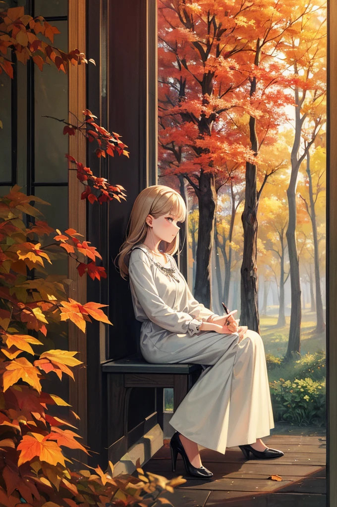 Painting by MSE、Women by Agnes Cecil, Bright design, pastel colour, Drops of ink, Autumn Light