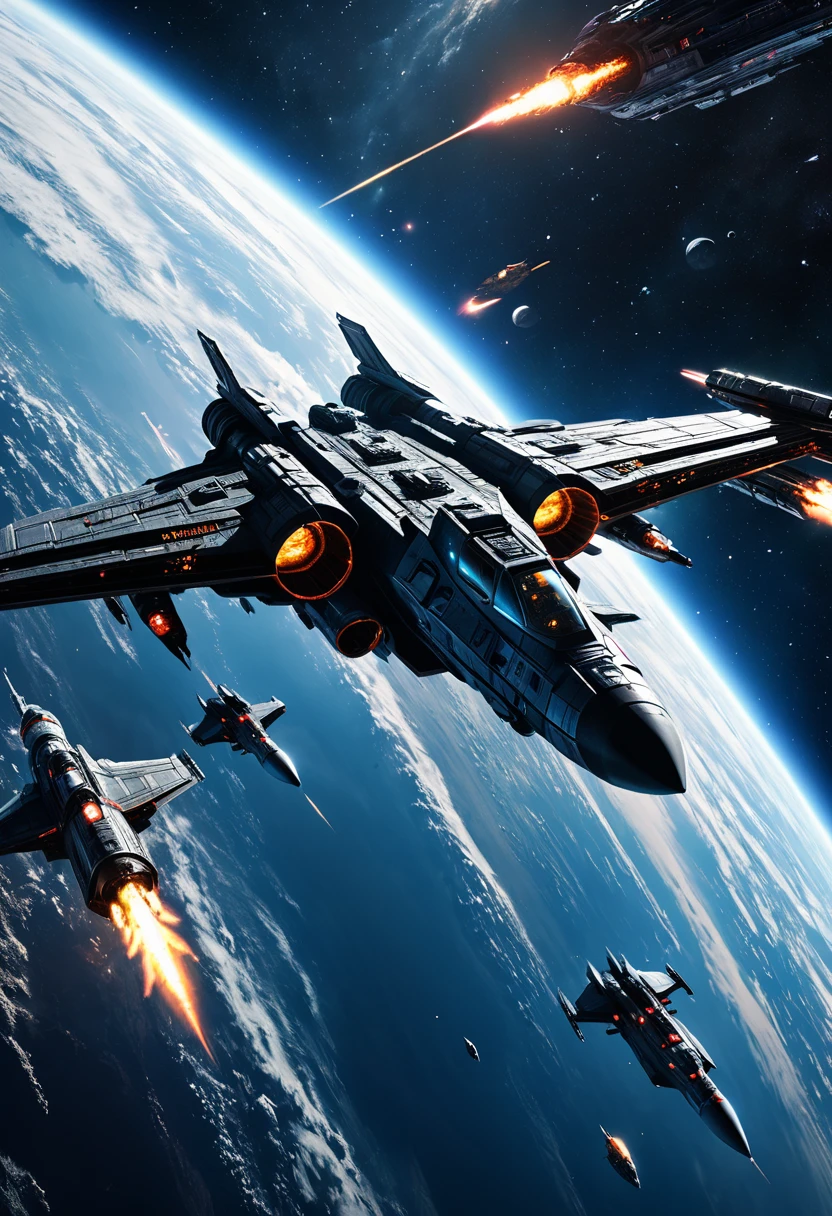 Space War, cinematic still, high budget, cinemascope, 4K epic detailed, by tim_white, best quality, masterpiece, very aesthetic, perfect composition, intricate details, ultra-detailed, vivid colors