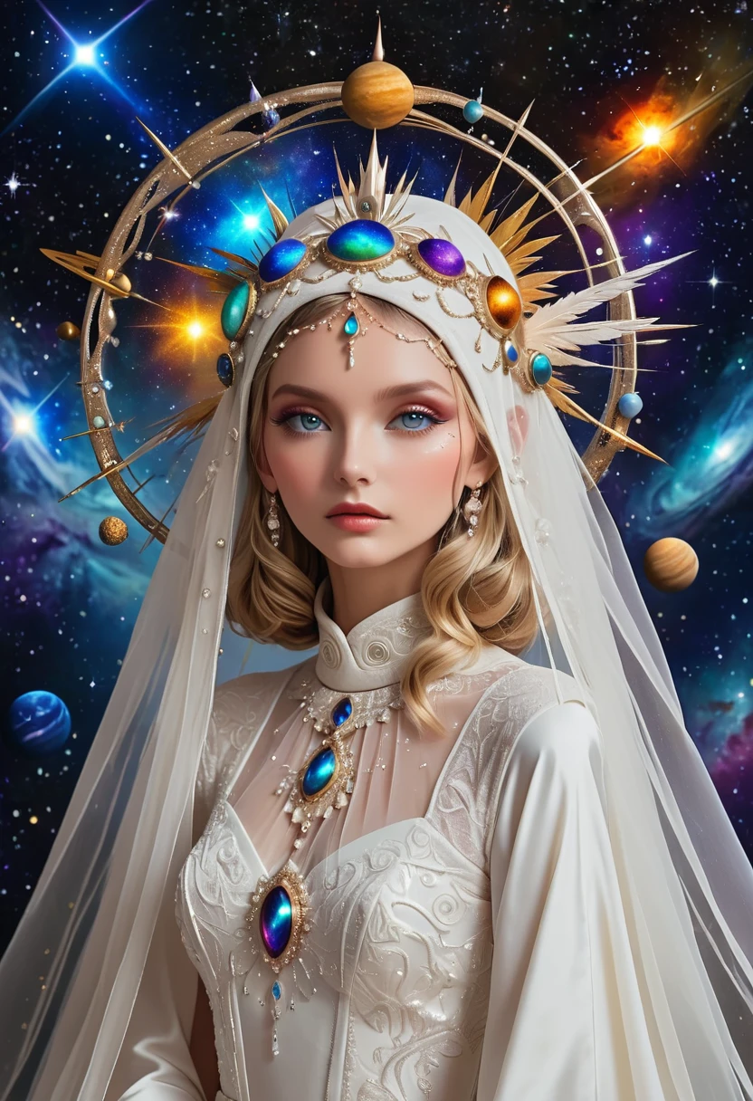 Beautiful bride,veil,Cosmic Surround Headdress