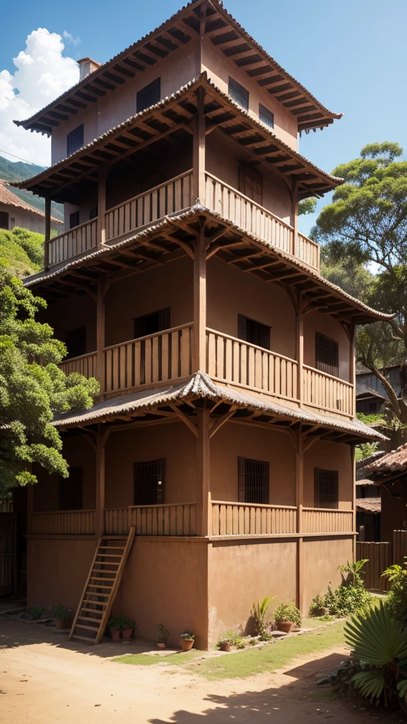 An eight-story mud house and in front there was a large yard with taturuba and moreira trees.