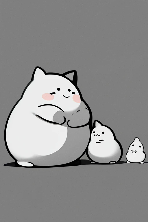 "A simple, humorous black and white cartoon illustration of a chubby character. Minimalist line drawing style with thick outlines. The character has a round body, small head, tiny facial features, and thin limbs. They are sitting with legs spread out. The overall look is cute and slightly absurd."