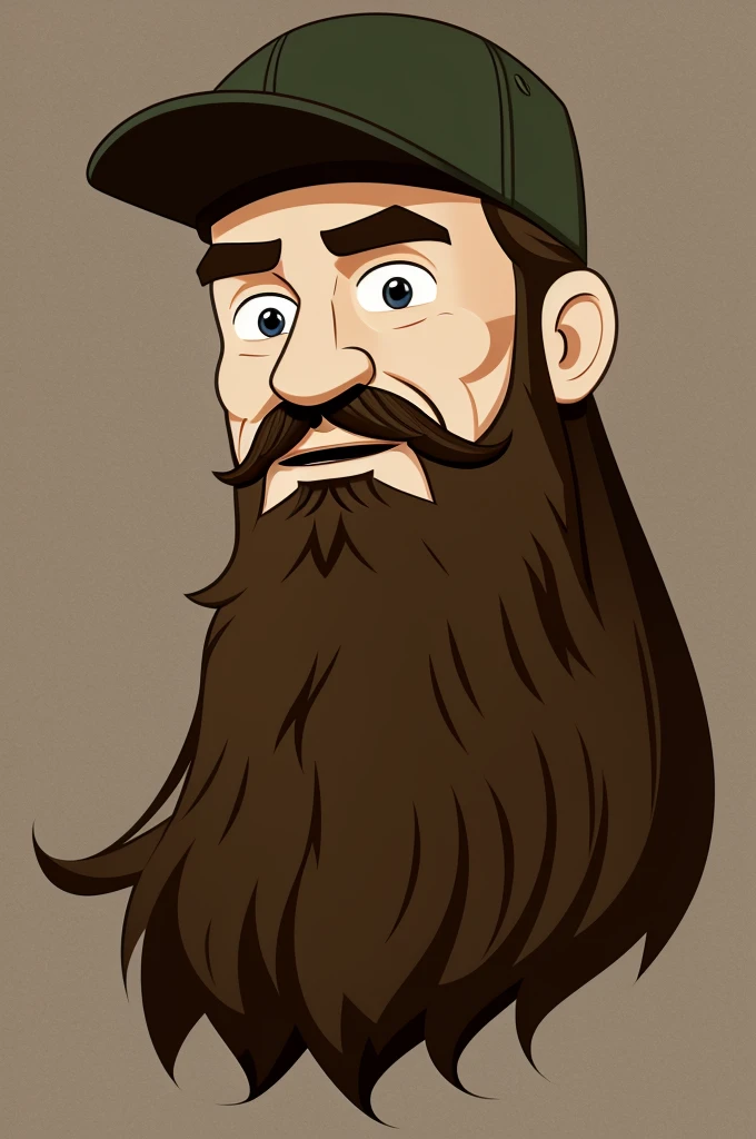 A cartoon of a man with a long beard and a cap vectorized 