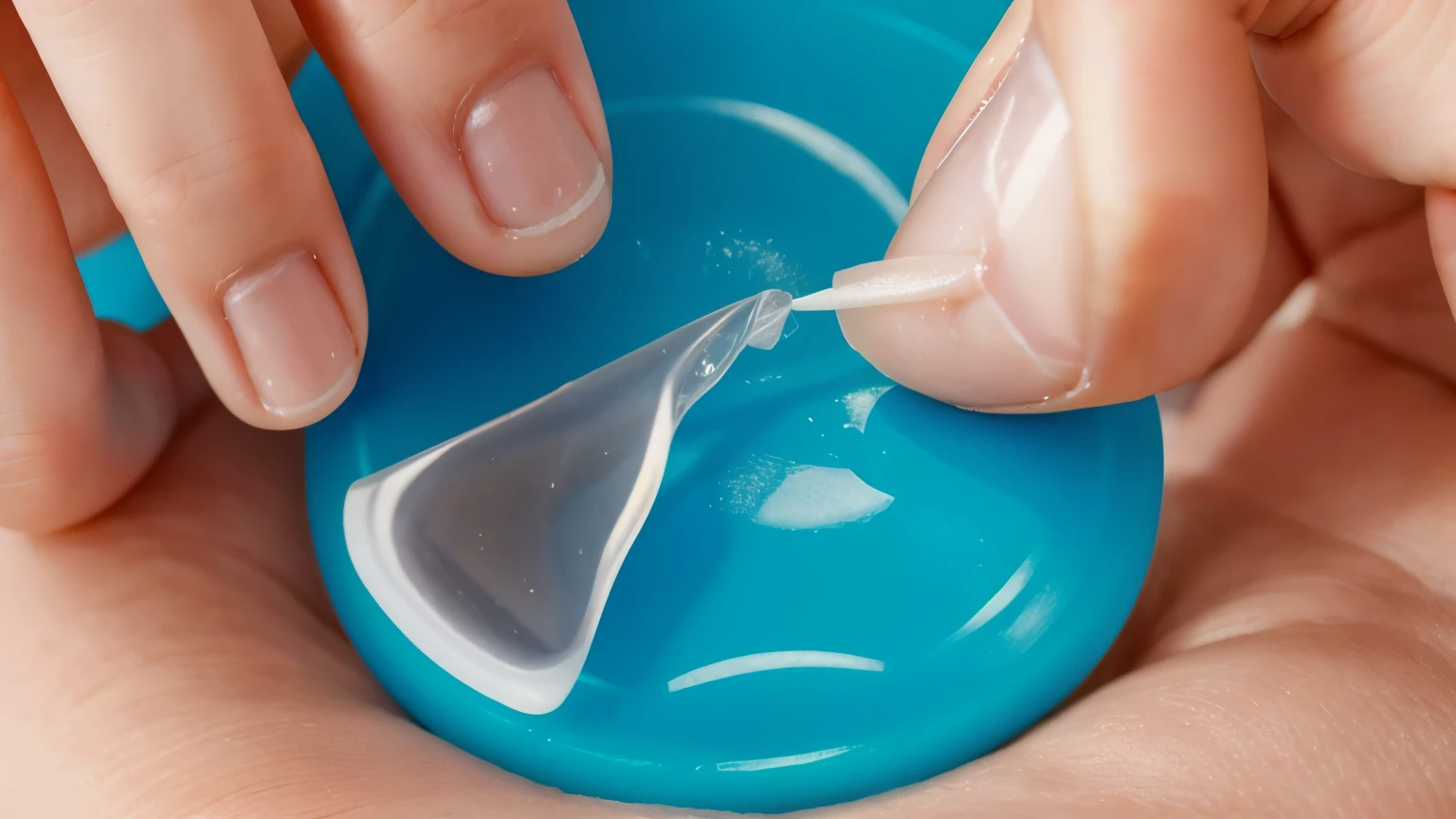 Close-up shot of a ?????? being put on a finger in a playful way.
