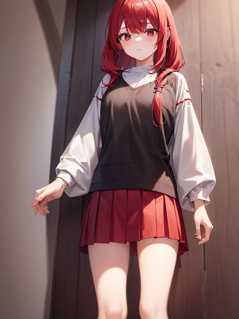 One girl、Red Hair、Green Eyes、Bloomers at school、Woman wearing maya at home、nsfw、