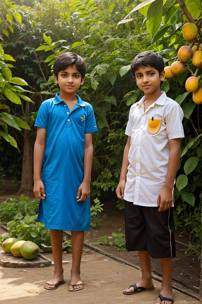 Ram and Shyam were childhood friends. One day they thought of going to the garden and eating mangoes.ai