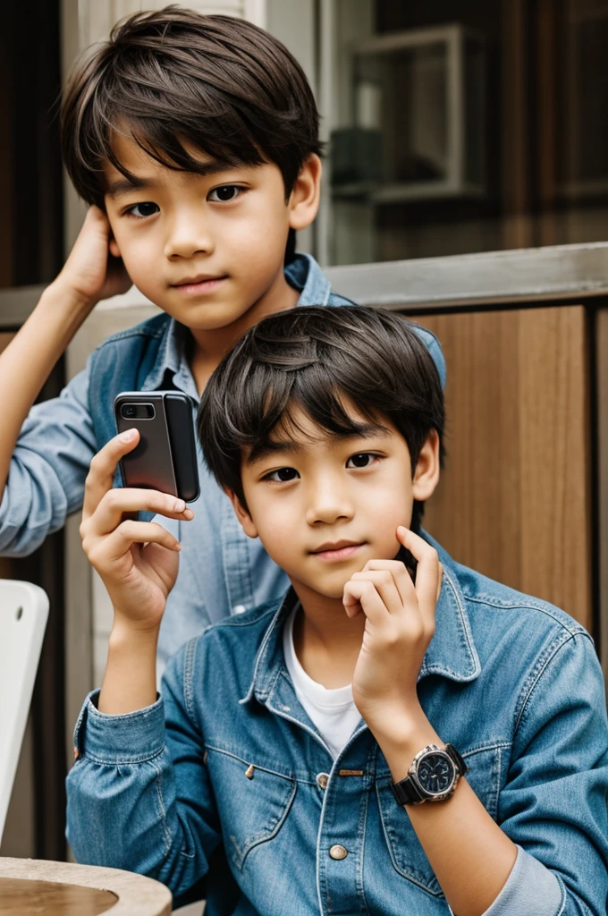 Boy with he phone watch a name girl