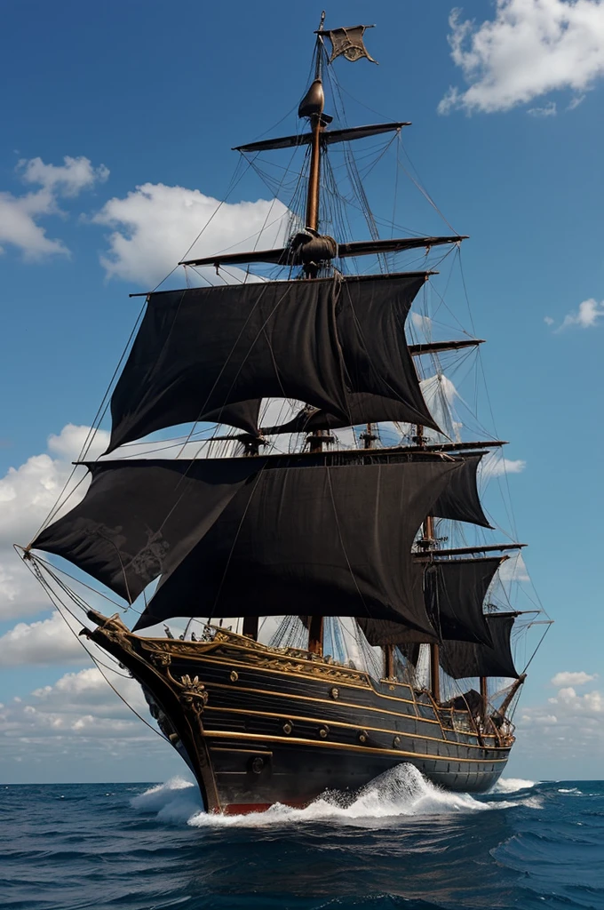 "Black Pearl" ship from the film "Pirates of the Caribbean" in fantasy-gothic style
