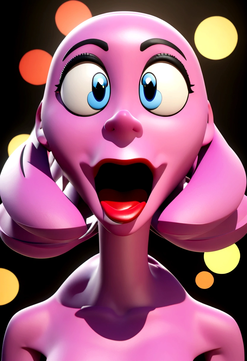 Woman cartoon character with pink skin, big and beautiful mouth, applying red lipstick, holding shopping bags written "Dr Flávia Jucá", animation character, stylized character, animation style rendering, 3d stylized, Arnold Maya rendering, Stylized 3D rendering, toon render screenshot, 3d character, 3d character, Stylized 3D rendering, 3D character rendering, cartoon character, Personagem de close up, character posing,  (Pixar-style) (master part:1.2) (bokeh) (best qualityer) (skin detailed) (detailed texture) (8K) (Argilla) (cinematic lighting) (sharp focus