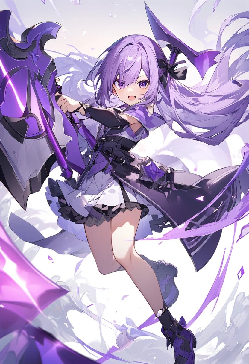 Keito。Purple Eyes。Purple Hair。Purple big axe