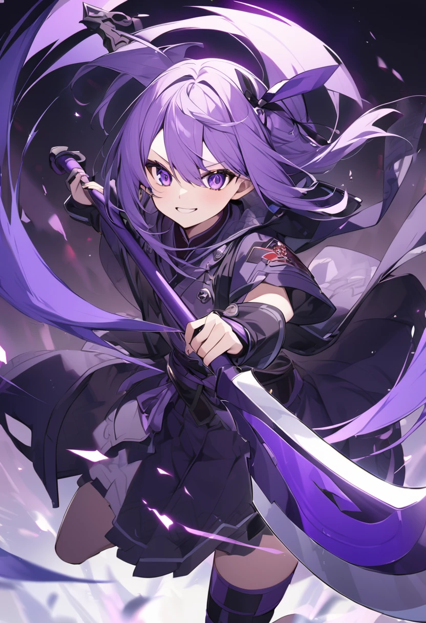 Keito。Purple Eyes。Purple Hair。Purple big axe