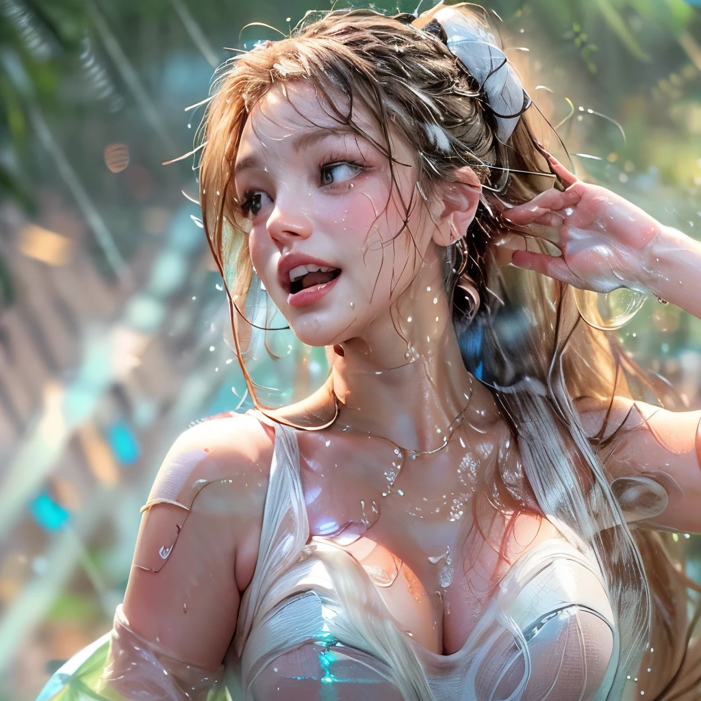 masterpiece of ExtremelyDetailed (ProfessionalPhoto of Stunning women:1.4) Looking at Sky, (((Downpour))), BraidHair with bun, (Joyful Expressions LifeLike Rendering), ((Extremely detailed beautiful face and eyes)) BlushAhegao SmoothArmpit LiquidSoap WhiteBubbles (((WetHair)))  BREAK  PUNIPUNI ((Britney Spears))britneyspears-smf, Beltbra, MysticSight, (Torrential Rain:1.4) (SparklingDrops:1.28) (Overflowing HUGE Underboob Overflowing WaterDrops Overflowing water)(((WetHair WetFace WetSkin:1.37))), (SFW), HiddenHands, MotionBlur (BokeH:1.4), (no extra limbs), (no extra eyebrow), DynamicAngle