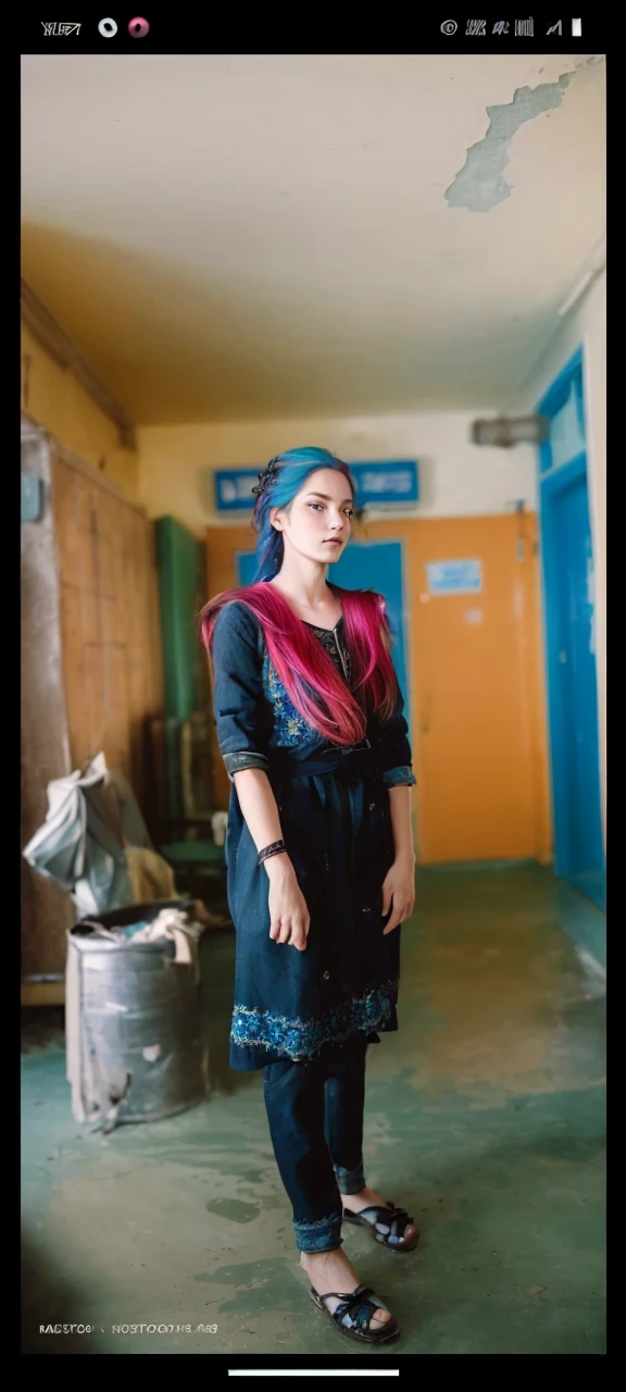 analog style, model shoot style, RAW photo ((portrait:1.8)) of a (young girl:1.5), ((colorful photo:1.5)), (long hair, multicolored hair:1.7), ((cute face: 1.7, perfect face:1.3)), looking at viewer,
(shiny body:1.5, pale skin:1.5), best quality, epic (by lee jeffries and quentin tarantino photo, sony a7, 50 mm, pores:1.5, colors, hyperdetailed:1.5, 
film grain:1.4, hyperrealistic: 1.5), hyper-realistic lifelike texture, masterpiece, unreal engine 5, Extremely detailed CG unity 8k wallpaper, realistic eyes, UHD, HDR, DSLR, 
Madly detailed photo, (ecstasy of light and shadow, deep shadow), (Winner of the Pulitzer Prize for Photography and Taylor Wessing Photographic Prize)