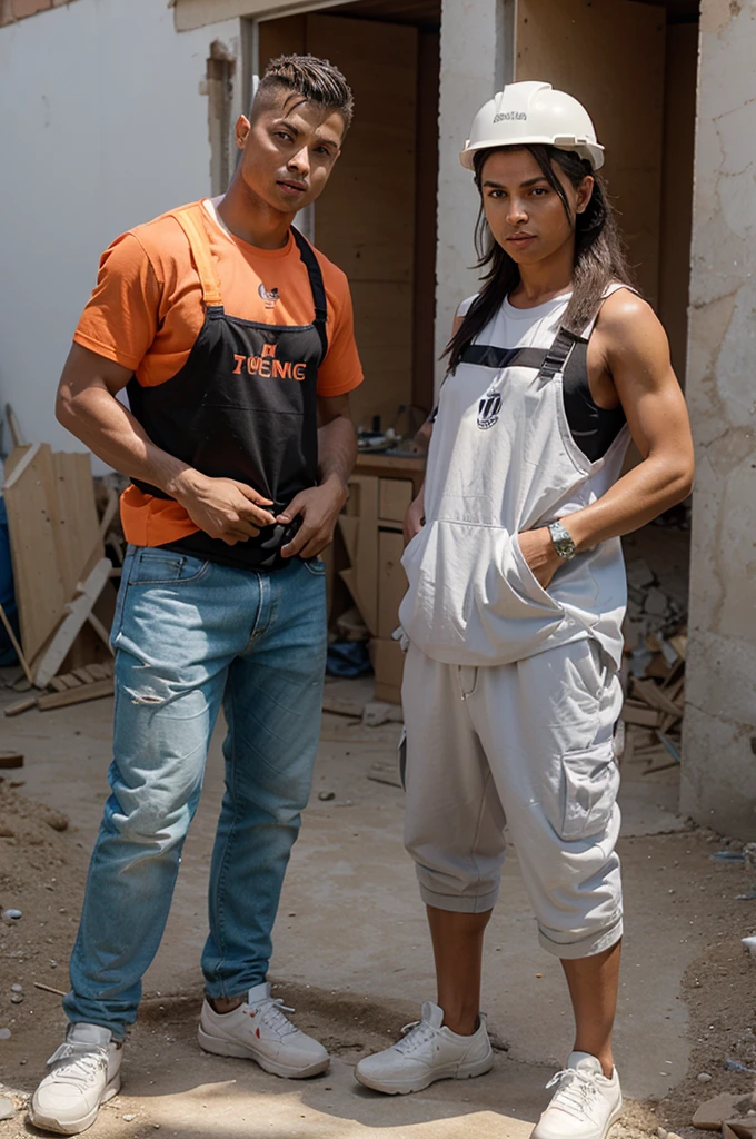 Mesi and Ronaldo became construction workers