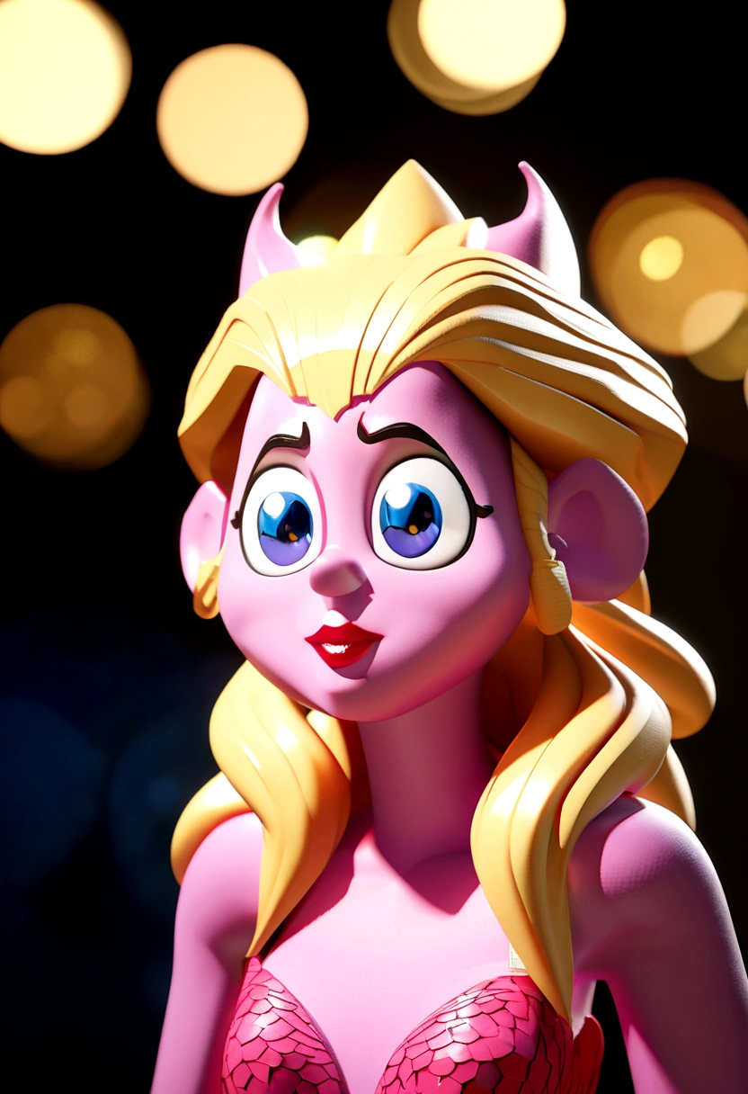 Woman cartoon character with pink skin, big and beautiful lips, applying red lipstick, bright blonde hair, holding shopping bags written "Dr Flávia Jucá", animation character, fully body, stylized character, animation style rendering, 3d stylized, Arnold Maya rendering, Stylized 3D rendering, toon render screenshot, 3d character, 3d character, Stylized 3D rendering, 3D character rendering, cartoon character, Personagem de close up, character posing, (Pixar-style) (master part:1.2) (bokeh) (best qualityer) (skin detailed) (detailed texture) (8K) (Argilla) (cinematic lighting) (sharp focus