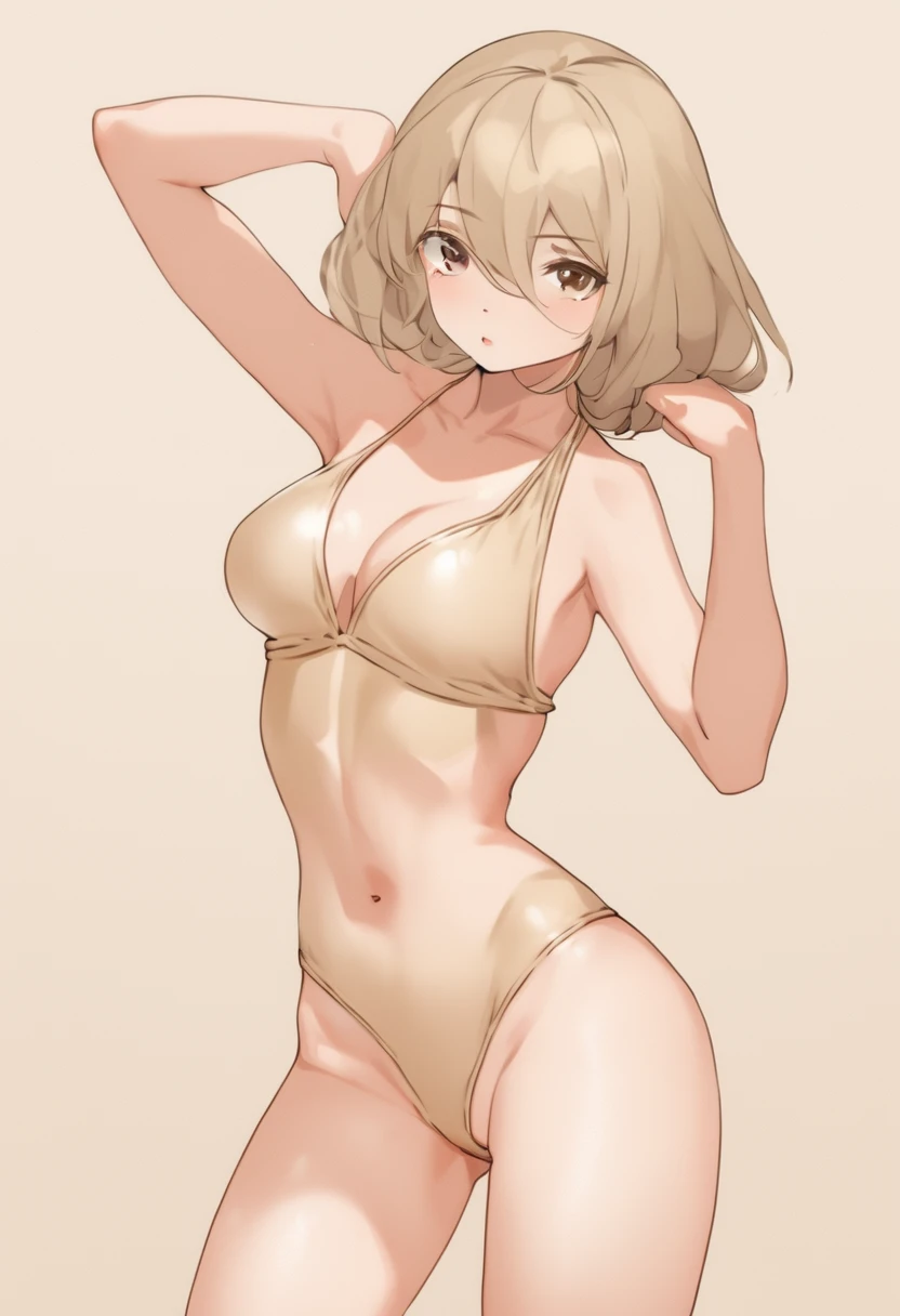 Sexy girl in a beige swimsuit 
