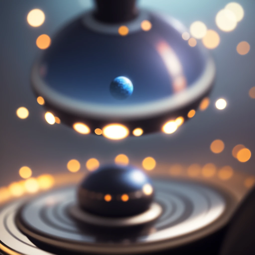 Planet seen from blurred space. With a satellite in focus right in front. Taking up most of the scene