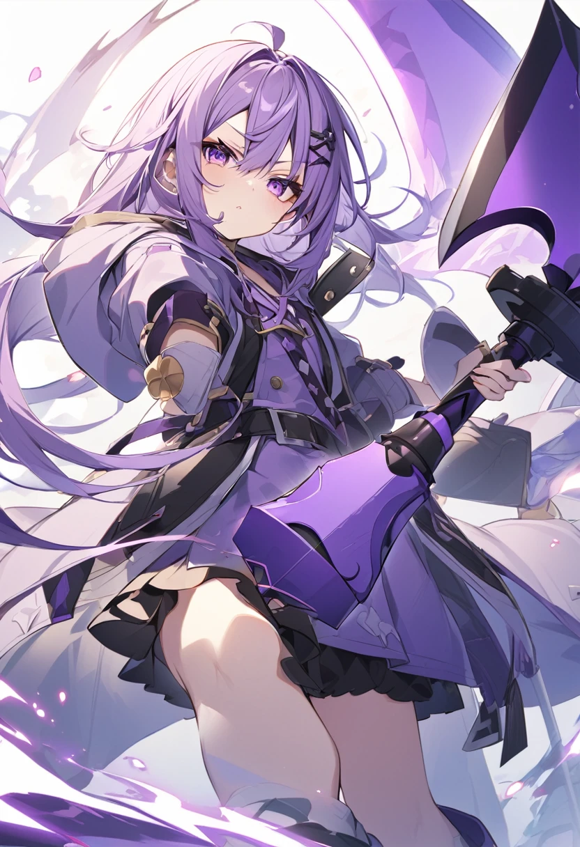 Keito。Purple Eyes。Purple Hair。Purple big axe