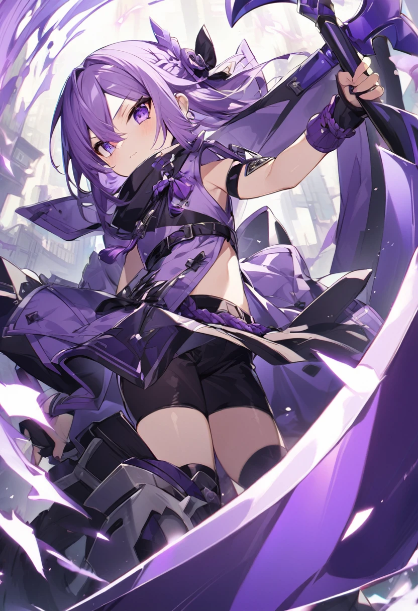 Keito。Purple Eyes。Purple Hair。Purple big axe