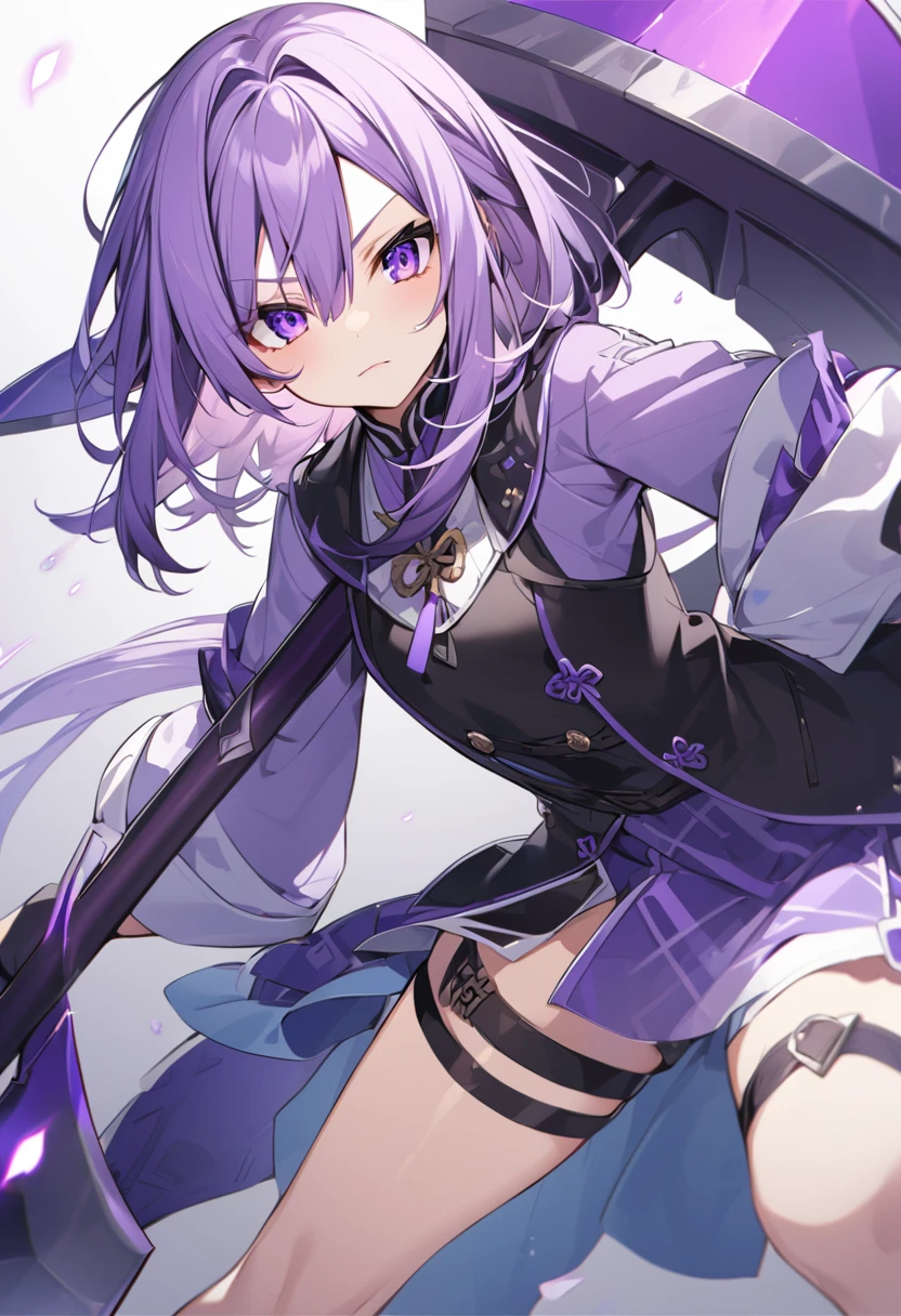 Keito。Purple Eyes。Purple Hair。Purple big axe